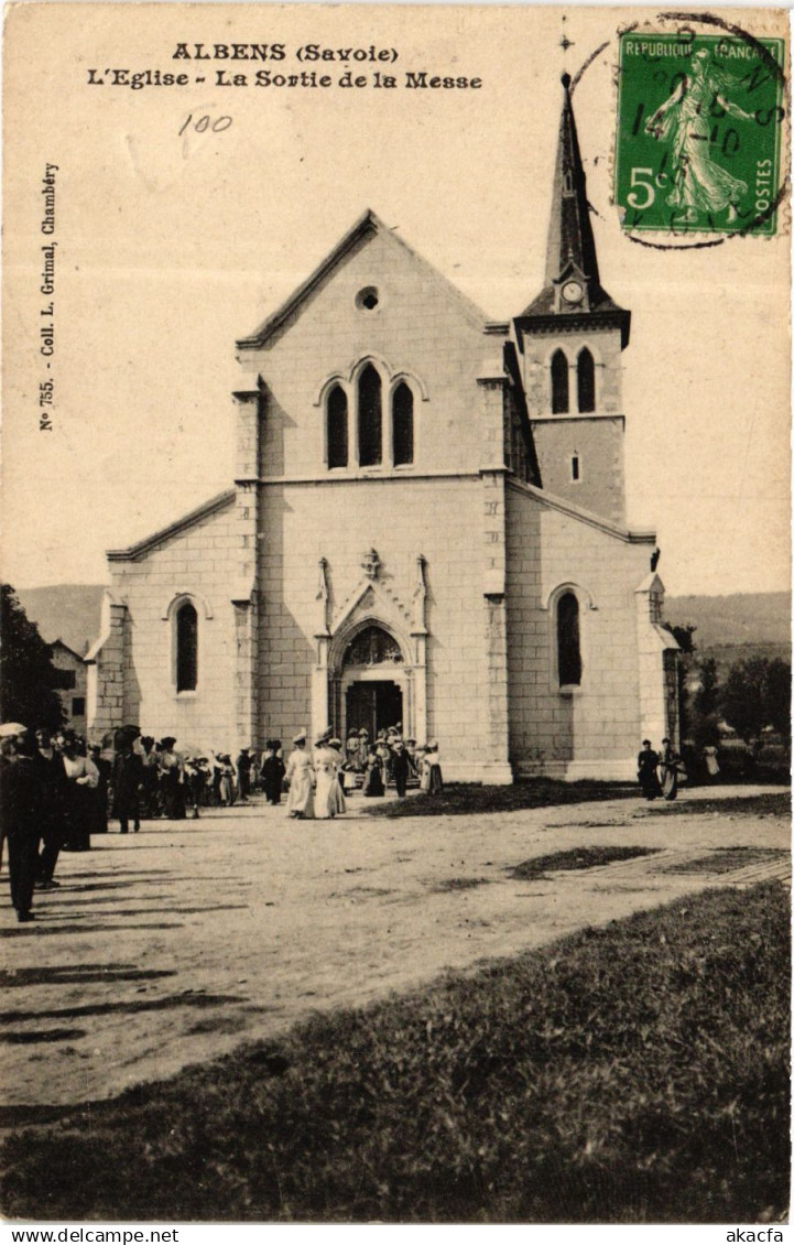 CPA ALBENS - L'Église - La Sortie de la Messe (651737)