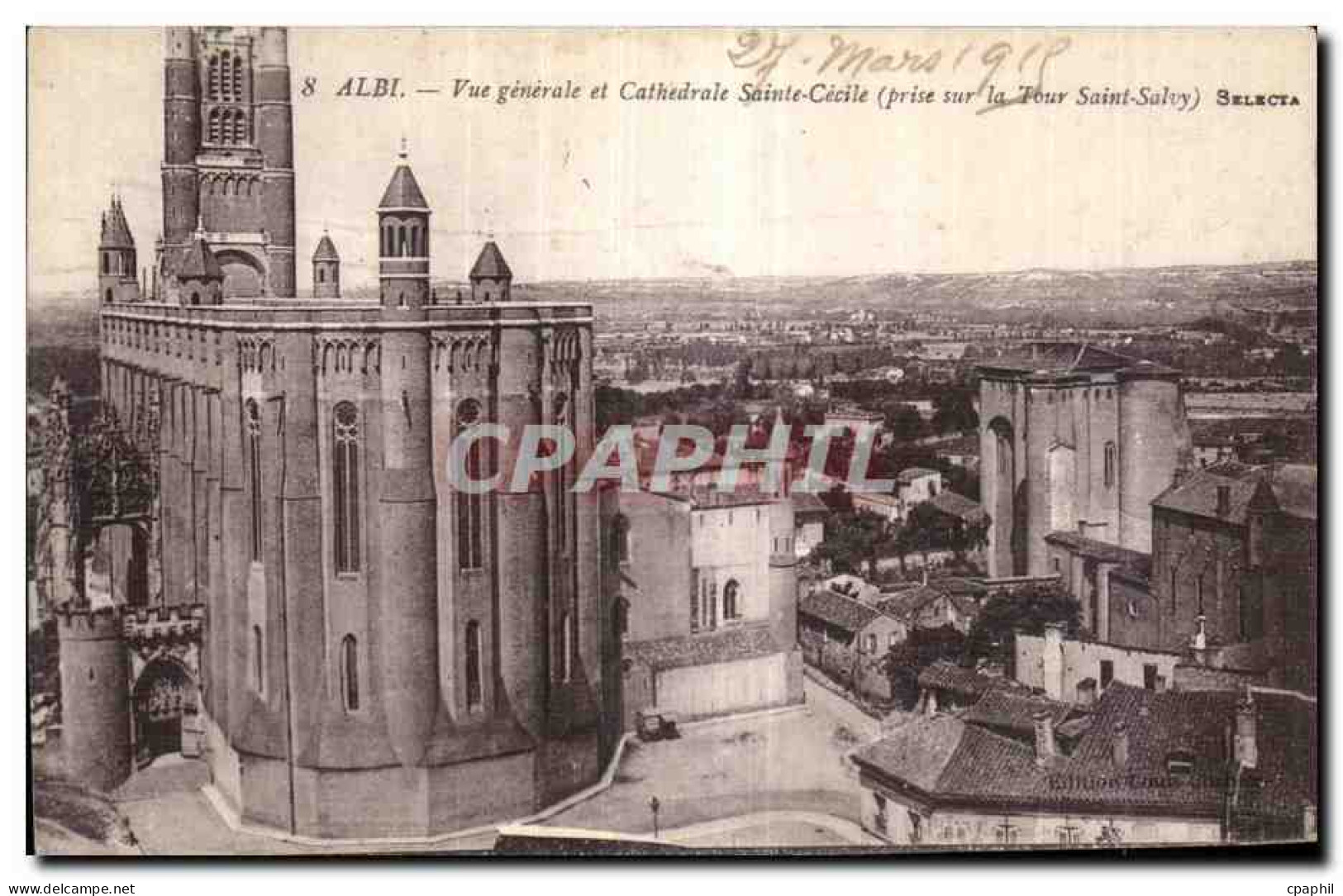 CPA Albi Vue generale et Cathedrale Sainte Cecile
