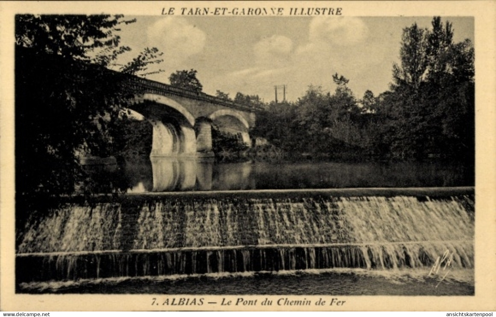 CPA Albias Tarn et Garonne, Eisenbahnbrìke über den Tarn in Albias