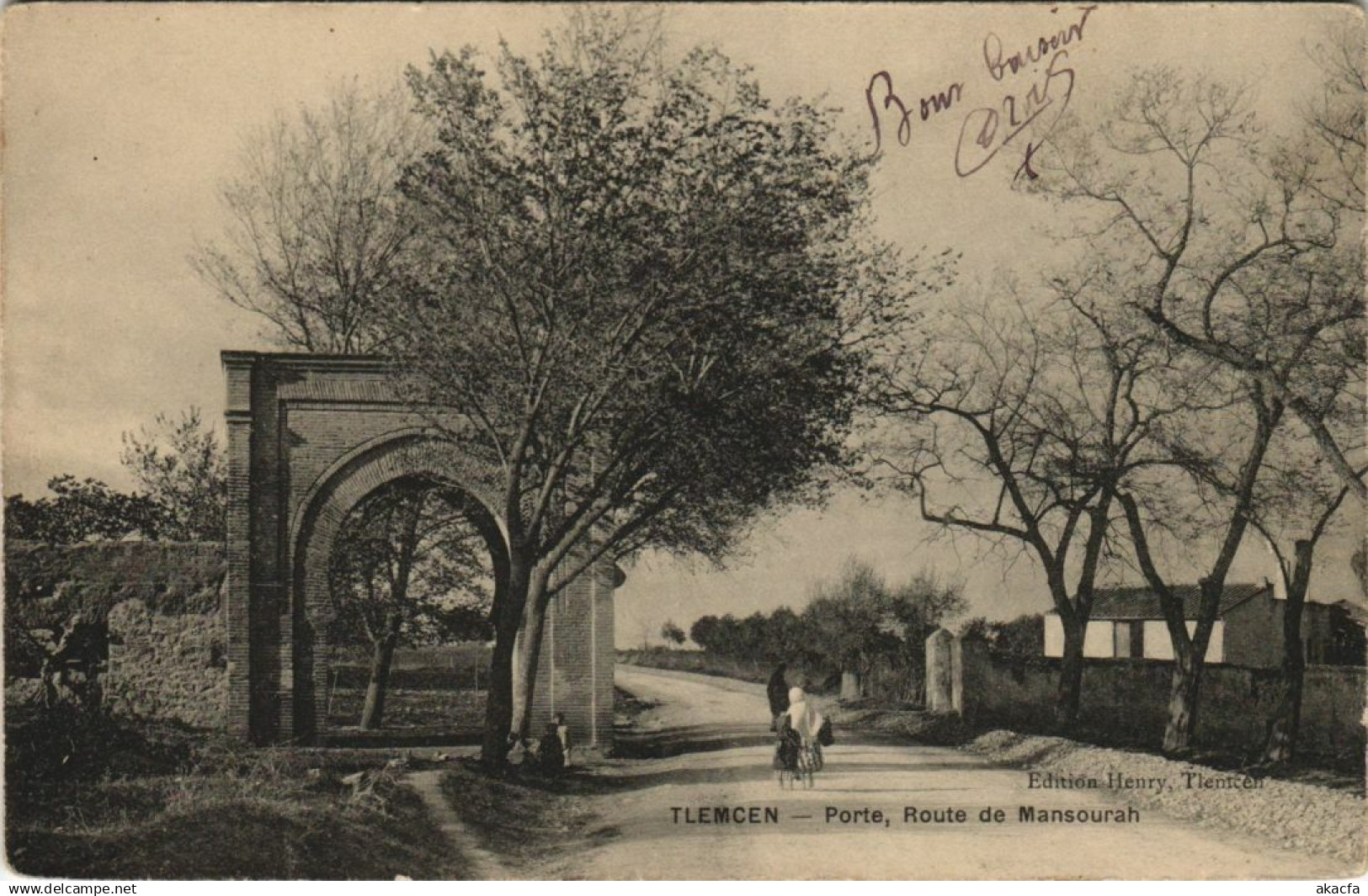 CPA ALGERIA TLEMCEN Porte - Route de Mansourah (1145347)