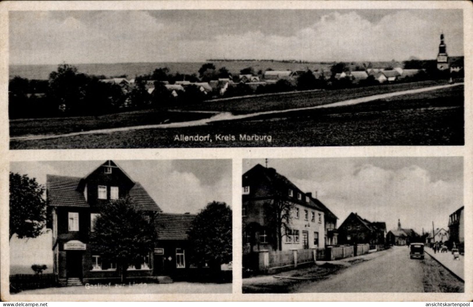 CPA Allendorf Stadtallendorf in Hessen, Gesamtansicht, Gasthof zur Linde, Inh. Heinrich Schaub