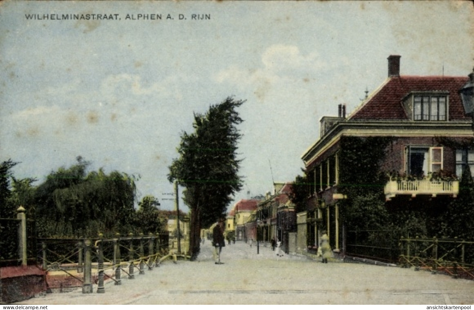 CPA Alphen aan den Rijn Südholland, Wilhelminastraat, Alphen a. d. Rijn, Straße, Bäume, Gebäude