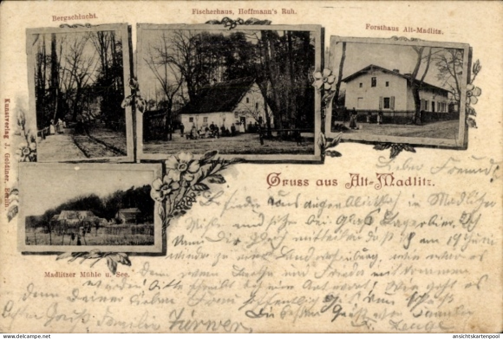 CPA Alt Madlitz Wilmersdorf Briesen in der Mark, Bergschlucht, Fischerhaus Hoffmann's Ruh, Forsthaus