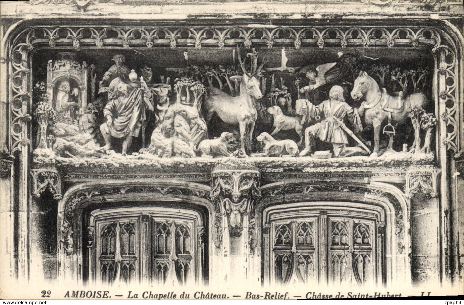 CPA Amboise La Chapelle du Chateau Bas Relief Chasse de Saint Hubert