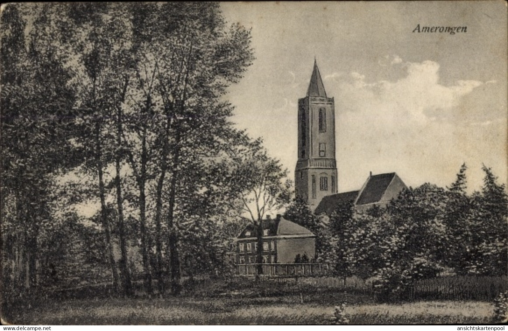 CPA Amerongen Utrecht Niederlande, Teilansicht, Kirche