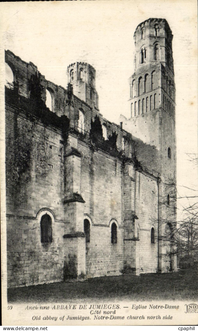CPA Ancienne Abbaye De Jumieges Eglise Notre Dame Cote Nord Old Abbey of Jumieges Notre Dame