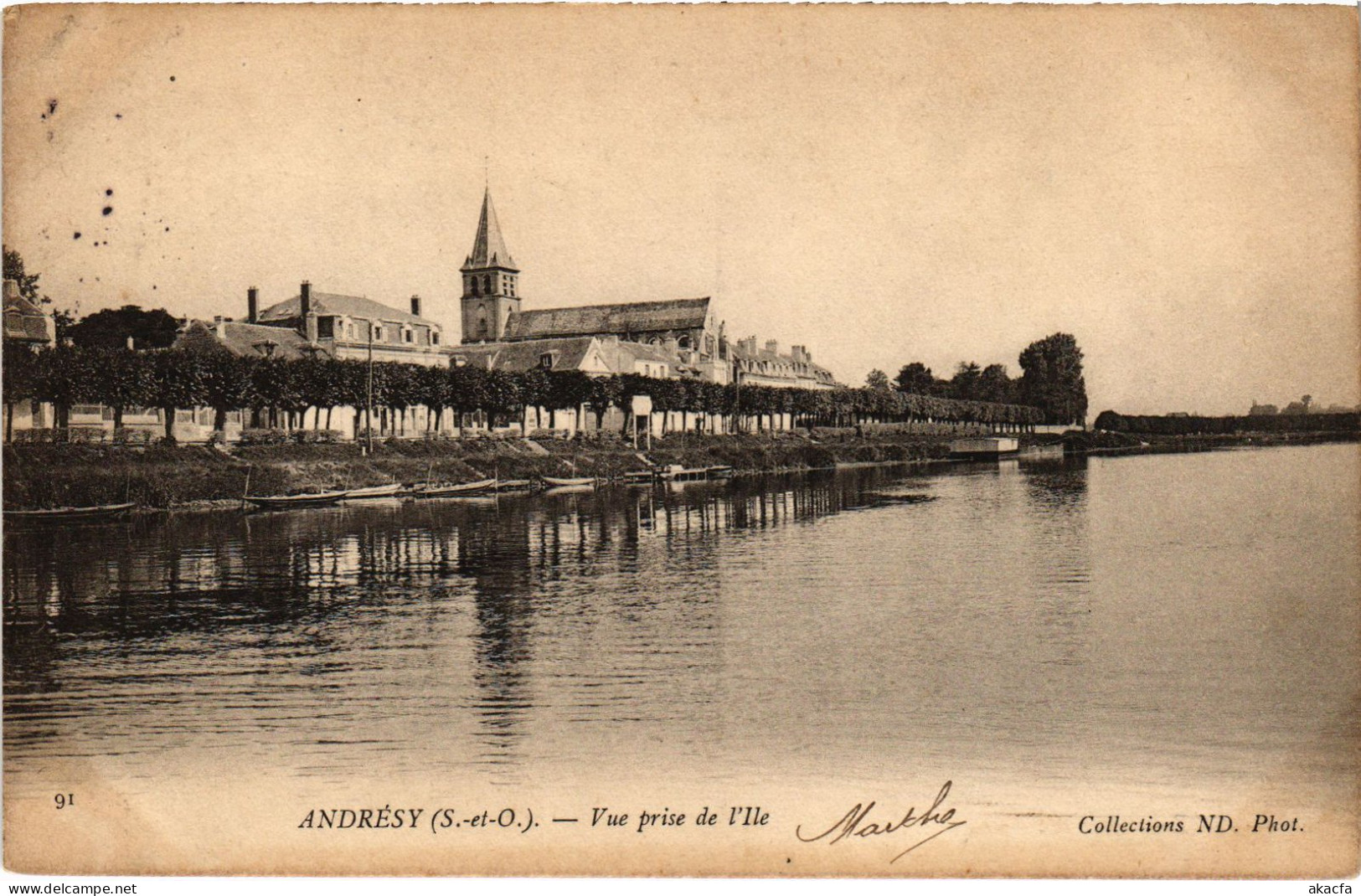 CPA ANDRESY Vue prise de l'Ile (1412474)