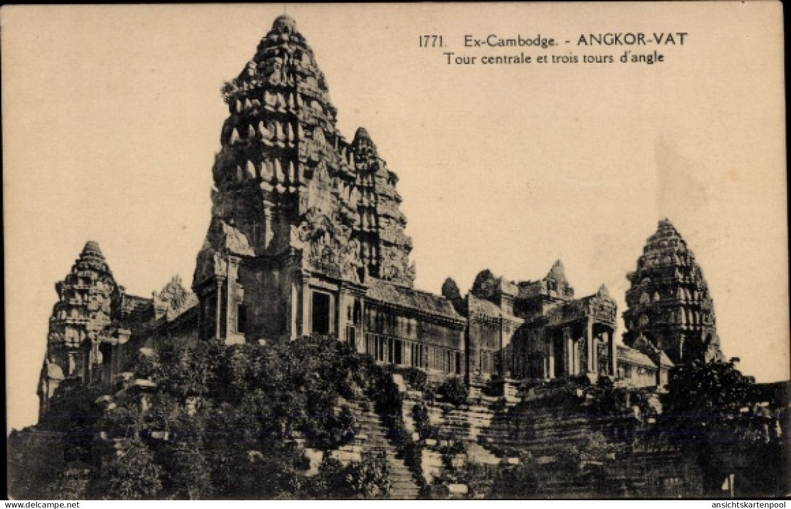 CPA Angkor Wat Kambodscha, Angkor Wat, zentrale Turm, drei Ecktürme