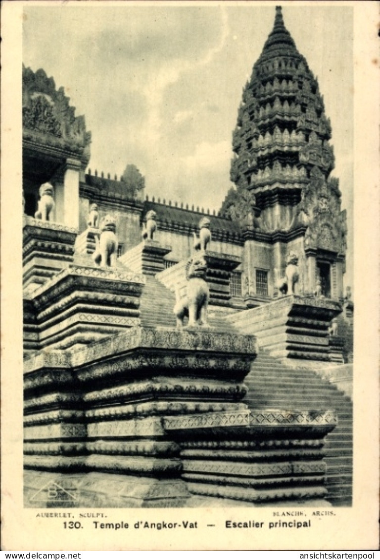 CPA Angkor Wat Kambodscha, Tempelanlagen, Haupttreppe