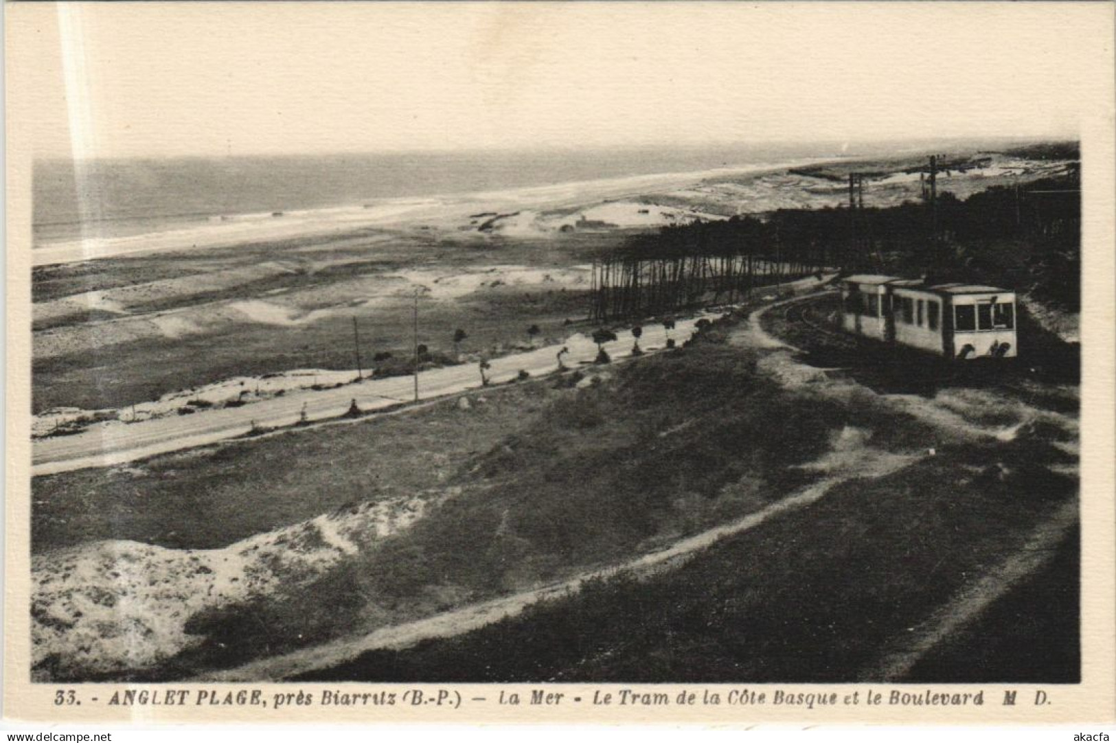 CPA ANGLET Plage - pres Biarritz - La Mer - Le Tram (1163858)
