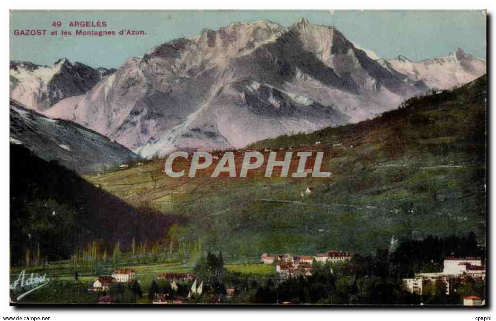 CPA Argeles Gazost et les montagnes d'Azun