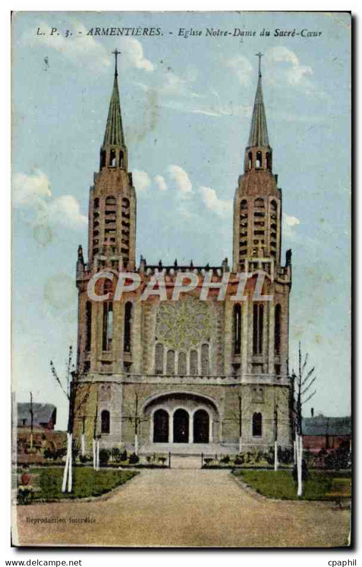 CPA Armentieres Eglise Notre Dame du Sacre Coeur