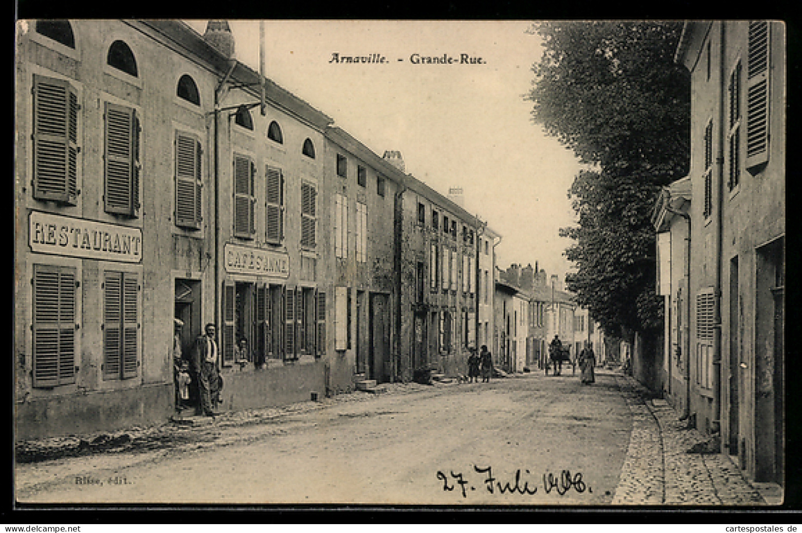 CPA Arnaville, Grande-Rue avec restaurants et cafés