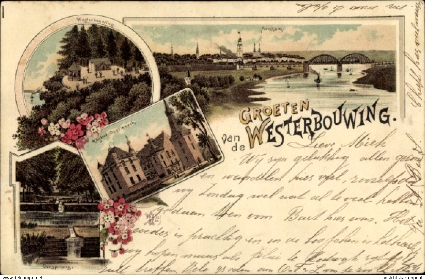 CPA Arnhem Gelderland Niederlande, Westerbouwing, Schloss, Stadt, Anlagen