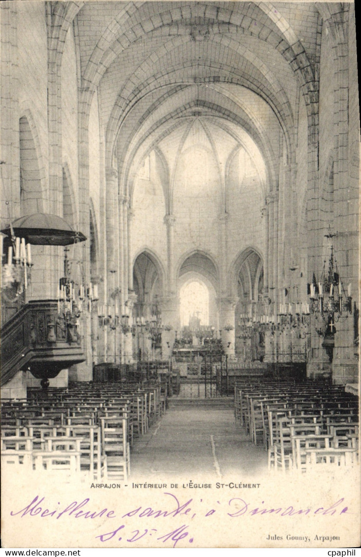 CPA Arpajon Interieur De L'Eglise St Clement