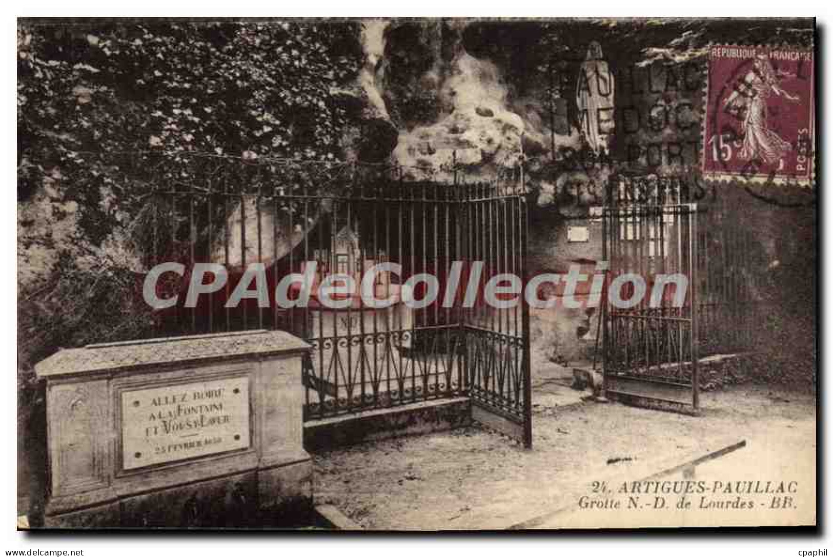 CPA Artigues Pauillac Grotte ND de Lourdes
