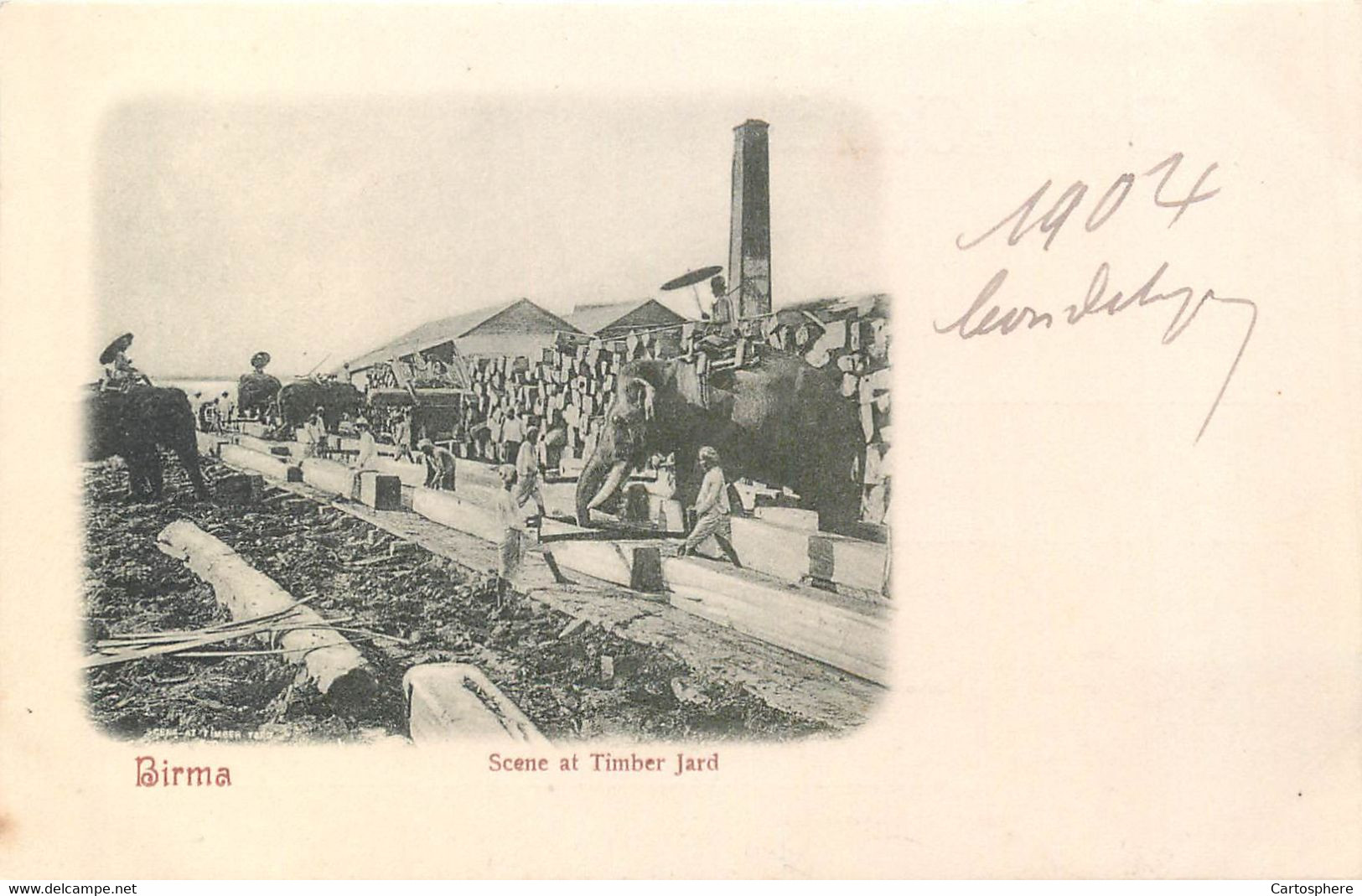 CPA ASIE BIRMA SCENE AT TIMBER JARD Scieurs de Long Birmanie Elephant