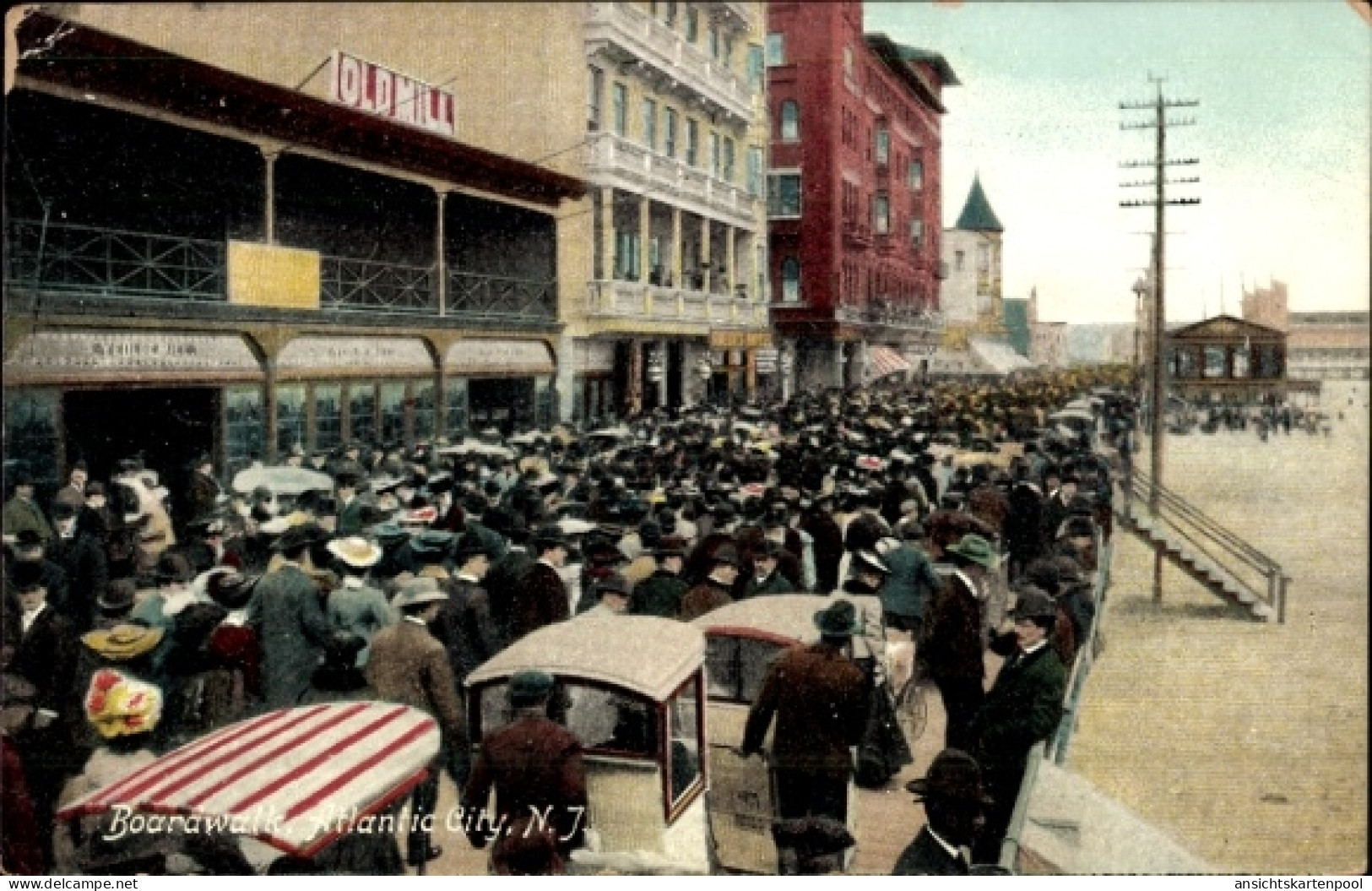 CPA Atlantic City New Jersey USA, Menschenmenge, Strandpromenade, Old'Ill, Atlantic City, NJ
