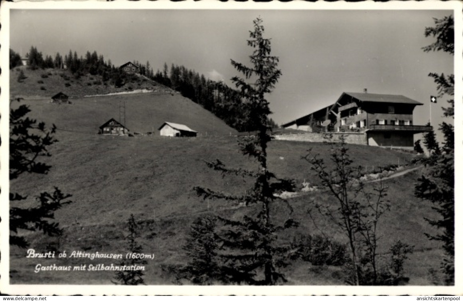 CPA Attinghausen, Brusti ob Attinghausen, Gasthaus mit Seilbahnstation