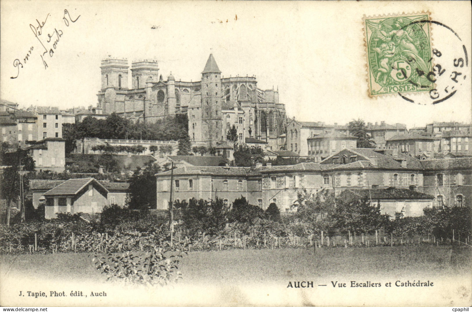 CPA Auch Vue Escaliers et Cathedrale