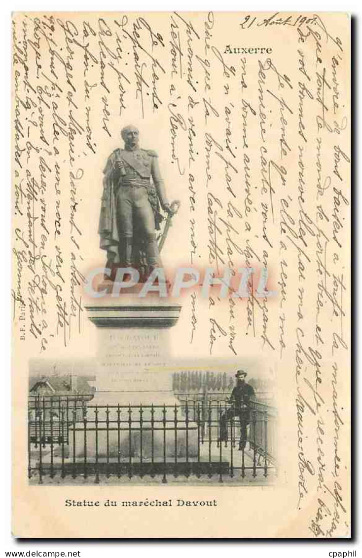 CPA Auxerre Statue du Marechal Davout