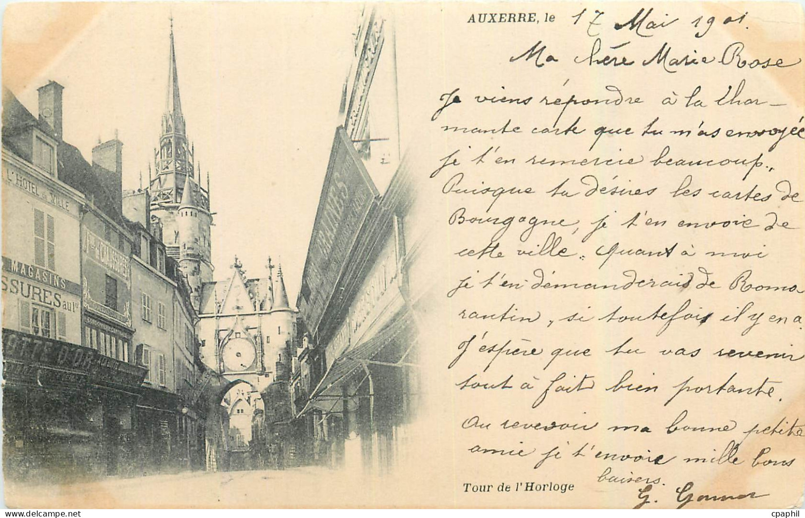 CPA Auxerre Tour de l'Horloge