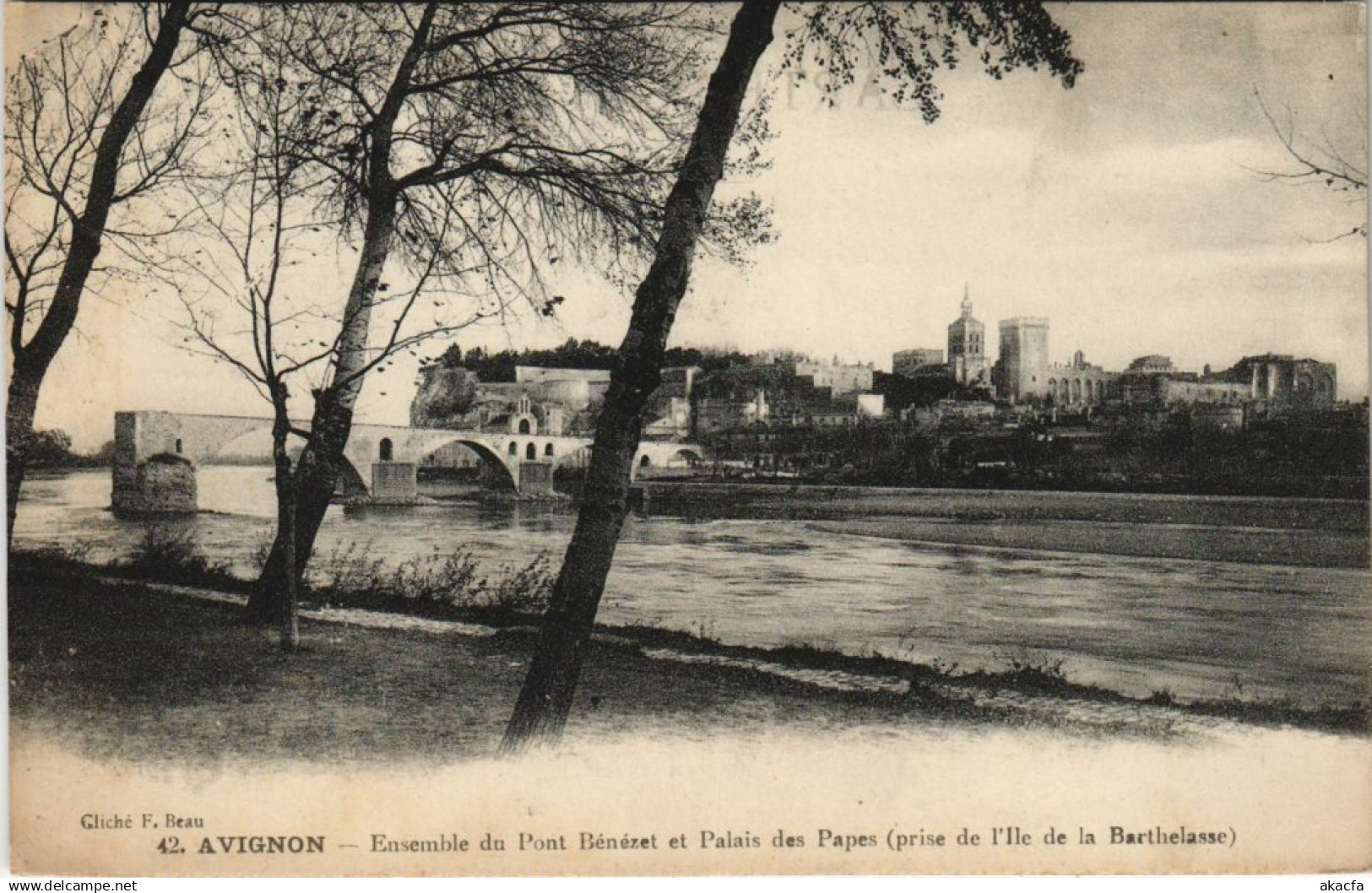 CPA AVIGNON Ensemble du Pont Benezet et Palais des Papes (1110995)