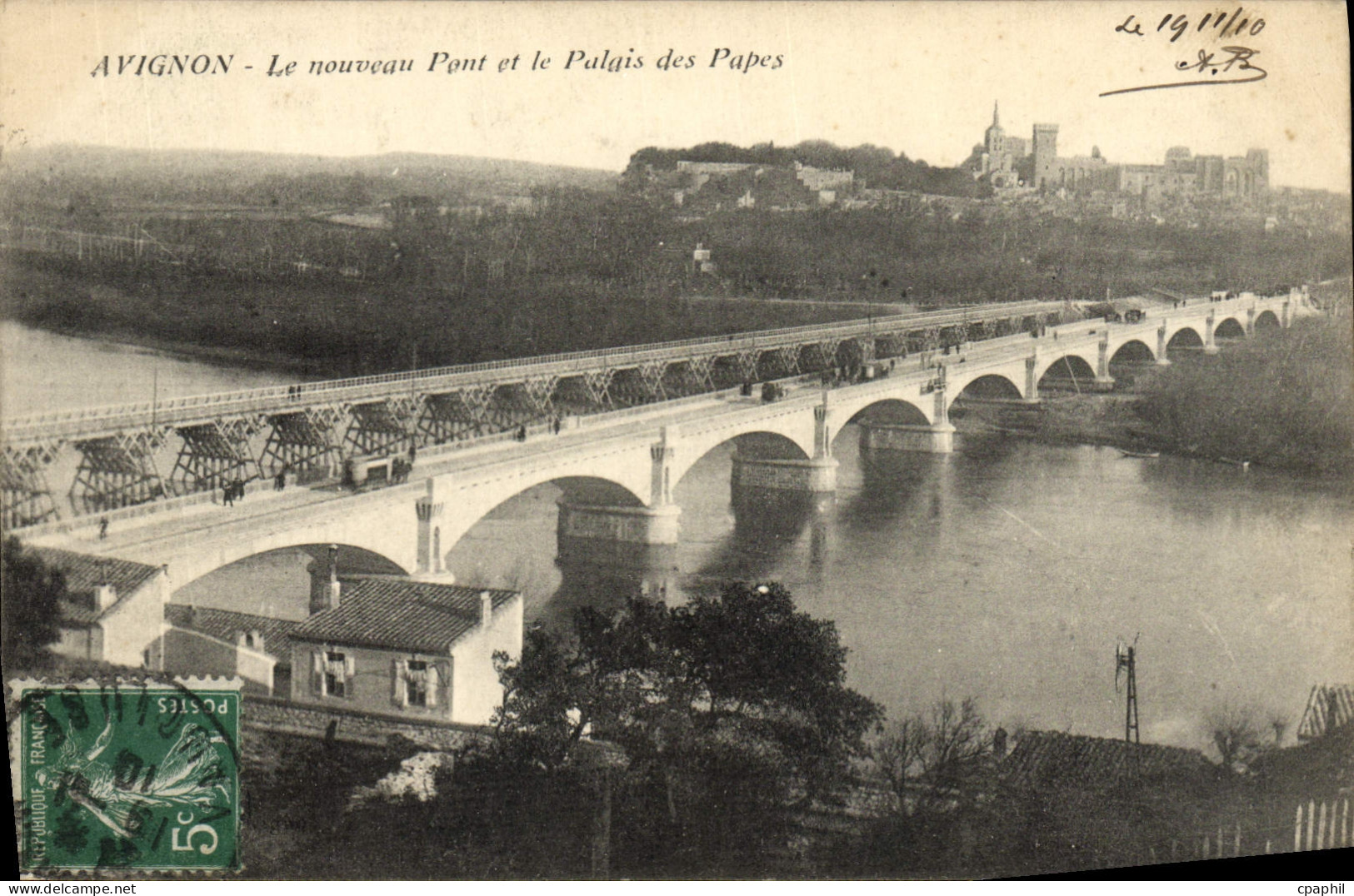 CPA Avignon Le Nouveau Pont Et Le Palais Des Papes