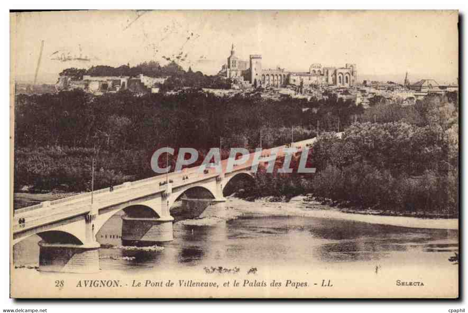 CPA Avignon Le Pont de Villeneuve et le Palais de Papes