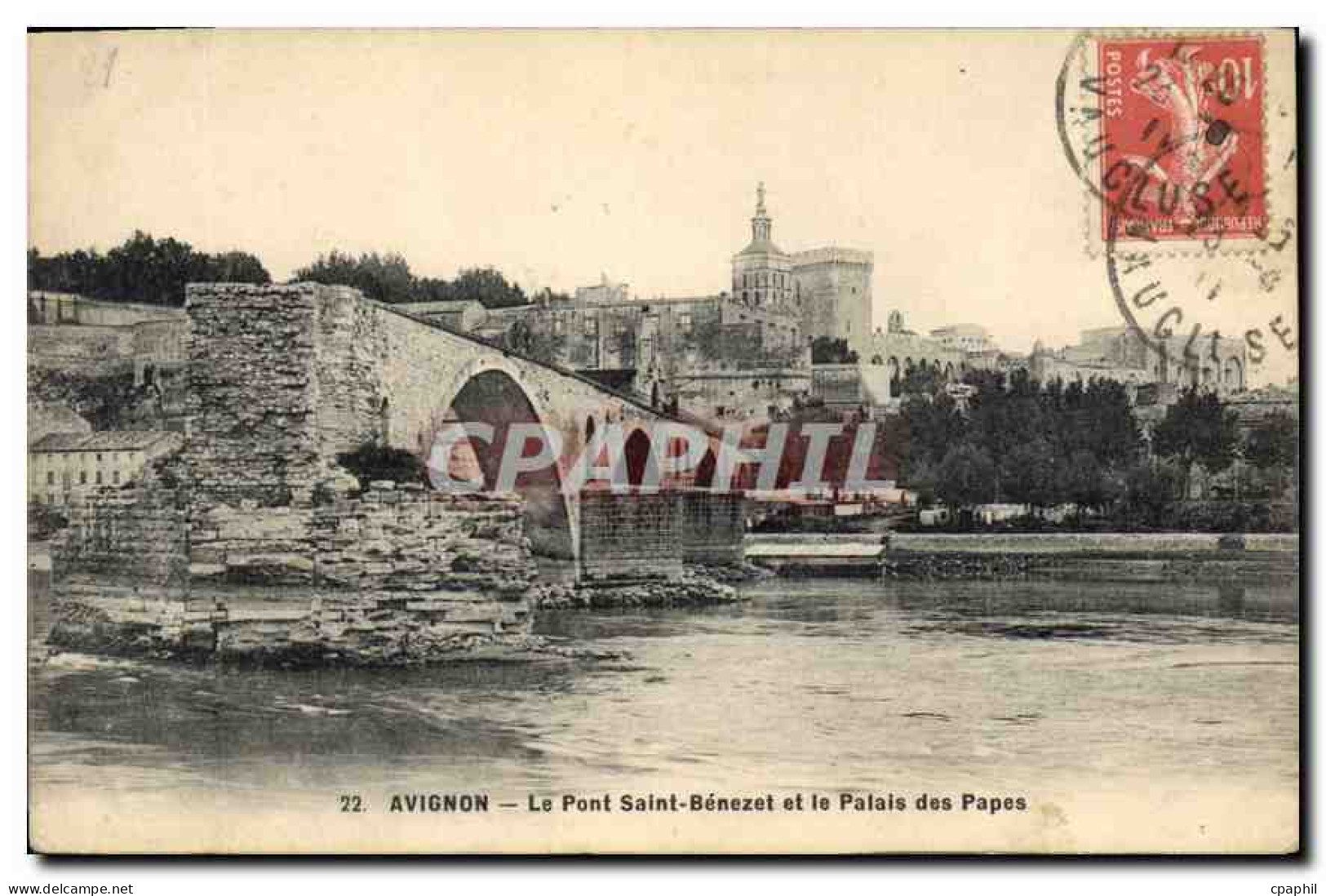 CPA Avignon Le Pont Saint Benezet et le Palais de Papes