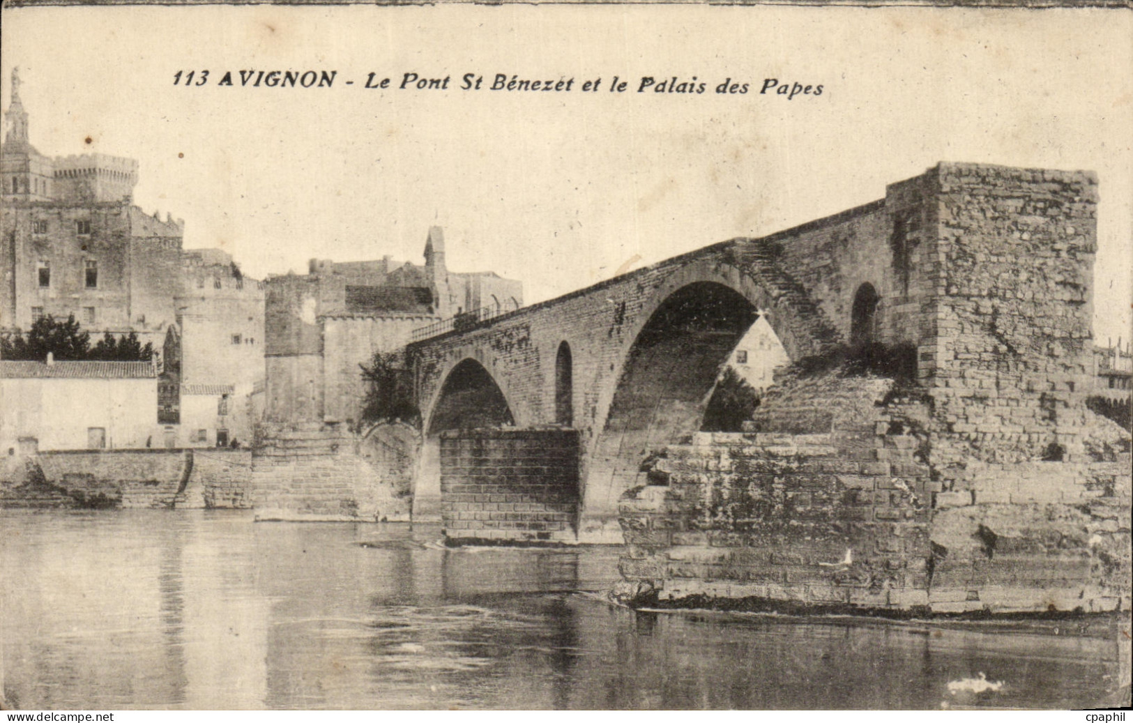 CPA Avignon Le Pont St Benezet et le Palais des Papes