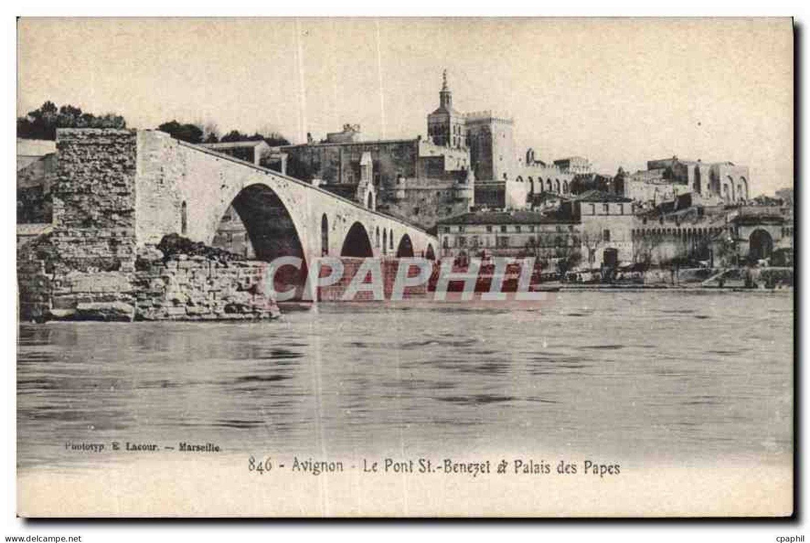 CPA Avignon Le Pont St Benezet et Palais des Papes