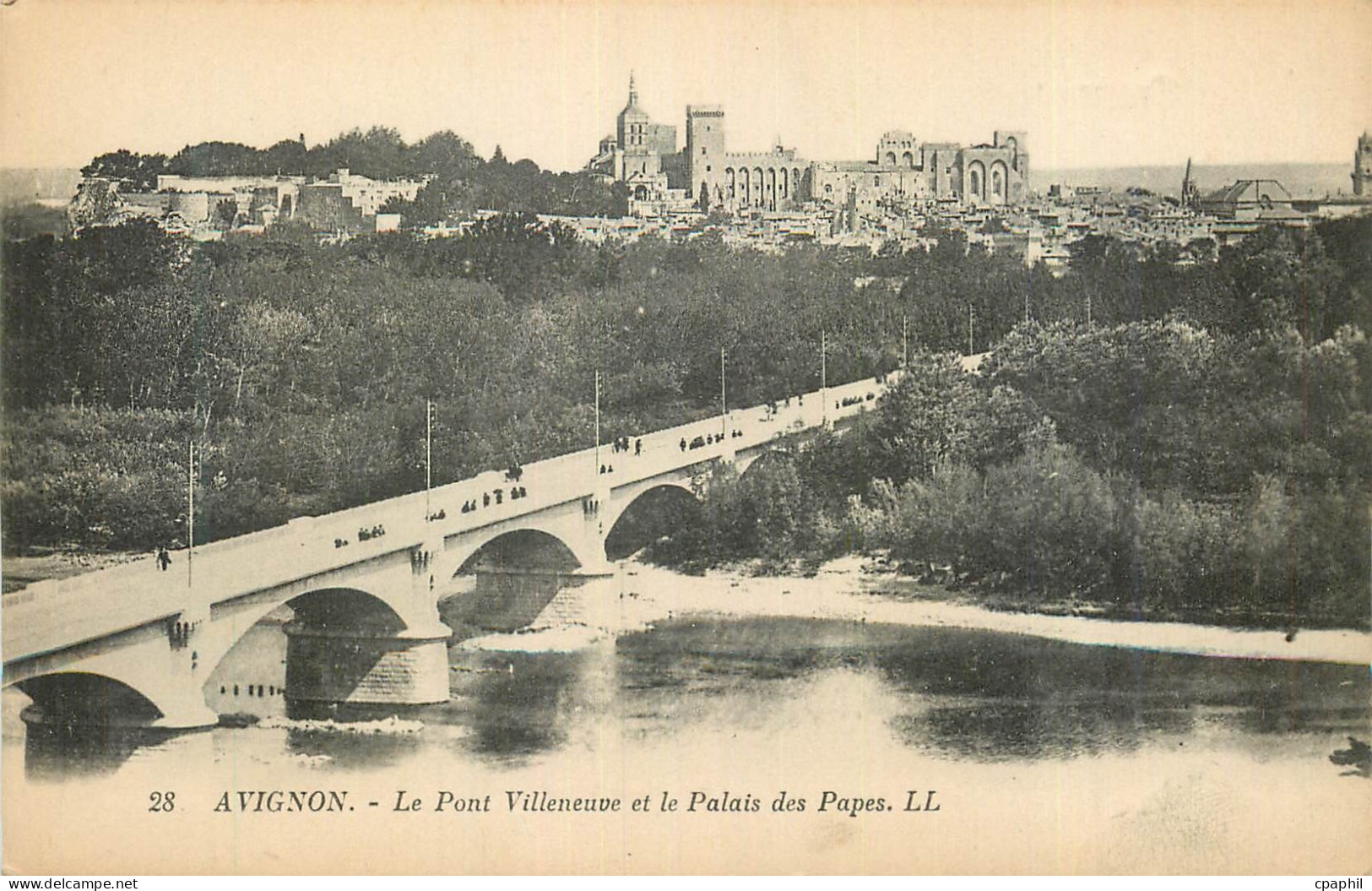 CPA Avignon Le Pont Villeneuve et Palais des Papes