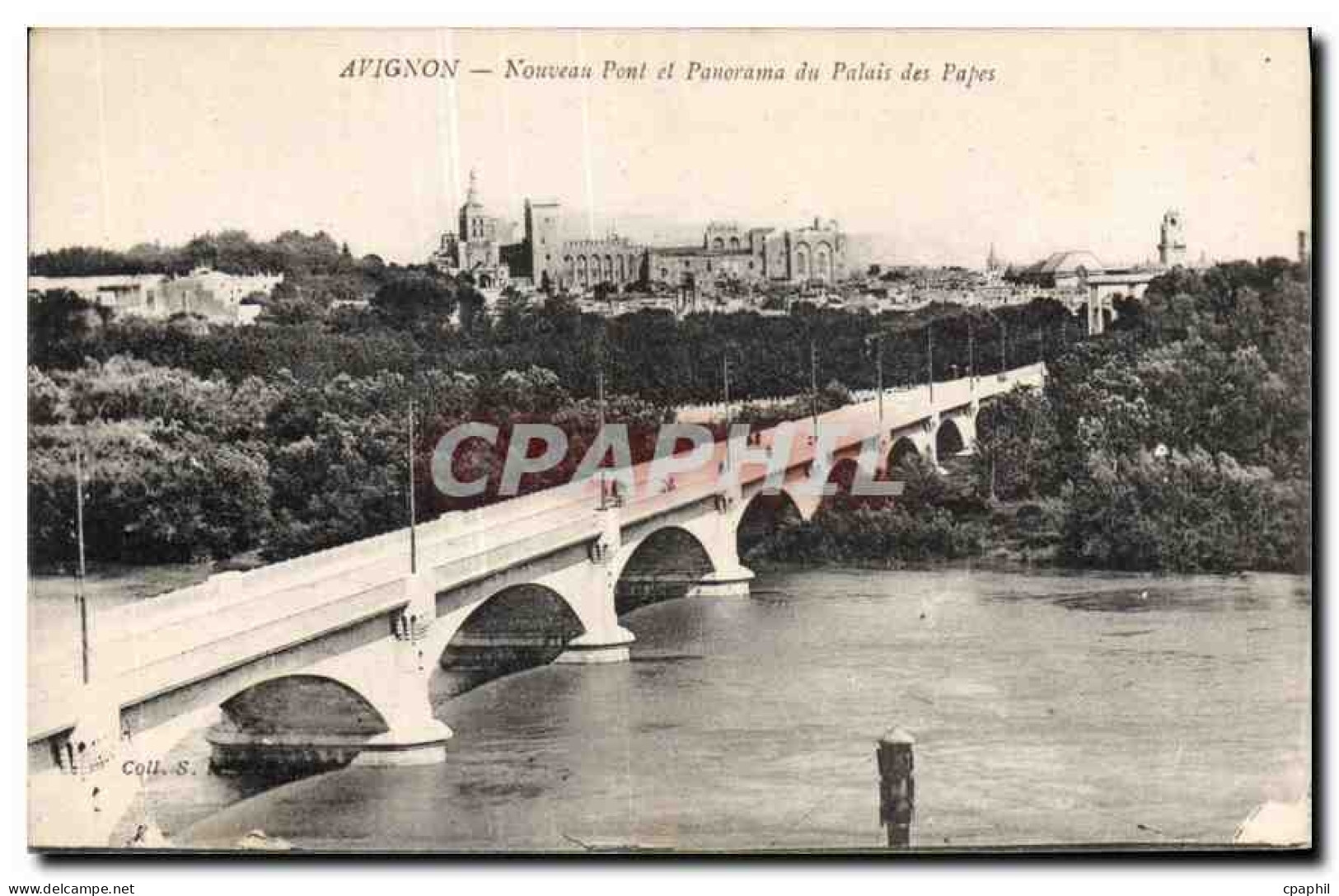 CPA Avignon Nouveau Pont et Panorama du Palais des Papes