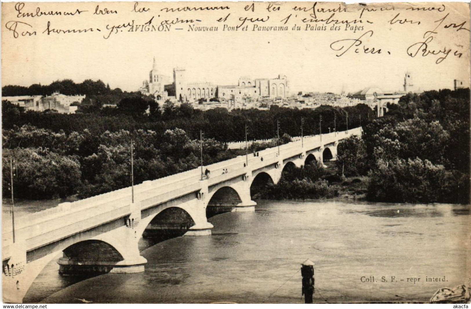 CPA AVIGNON - Nouveau Pont et Panorama du Palais des PAPES (477446)