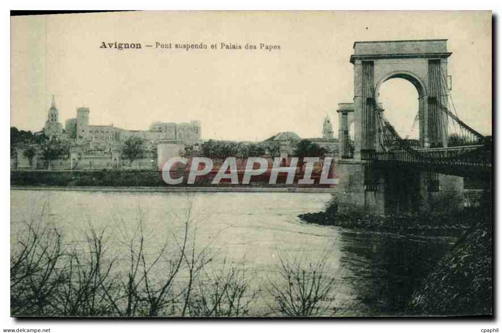 CPA Avignon pont suspendu et palais des Papes