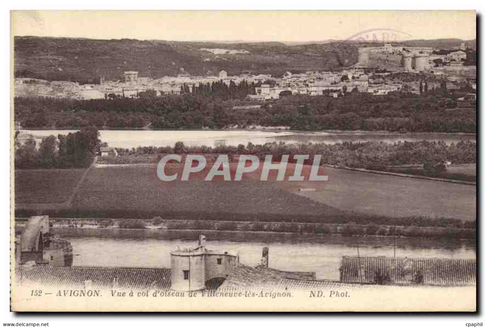 CPA Avignon Vue a vol d'oiseau de Villeneuve les Avignon