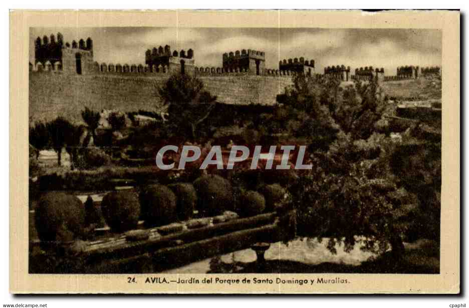 CPA Avila Jardin del Parque de Santo Domingo y Murallas