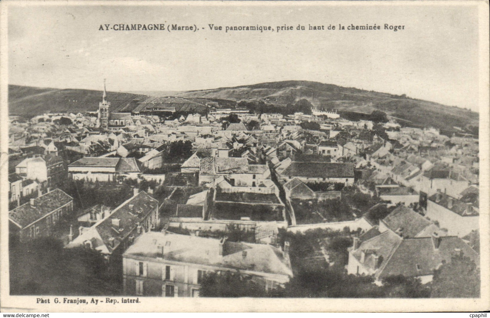 CPA Ay Champagne Vue Panoramique Prise Du Haut De La Cheminee Roger