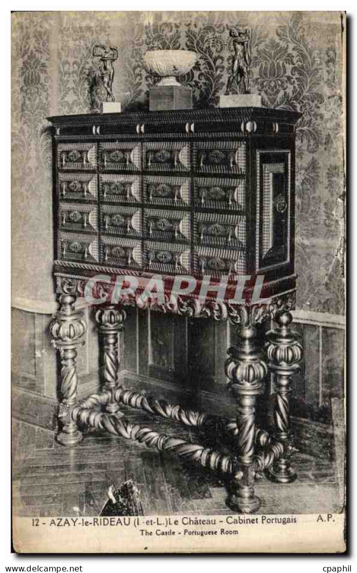CPA Azay Le Rideau Le Chateau Cabinet Portugais