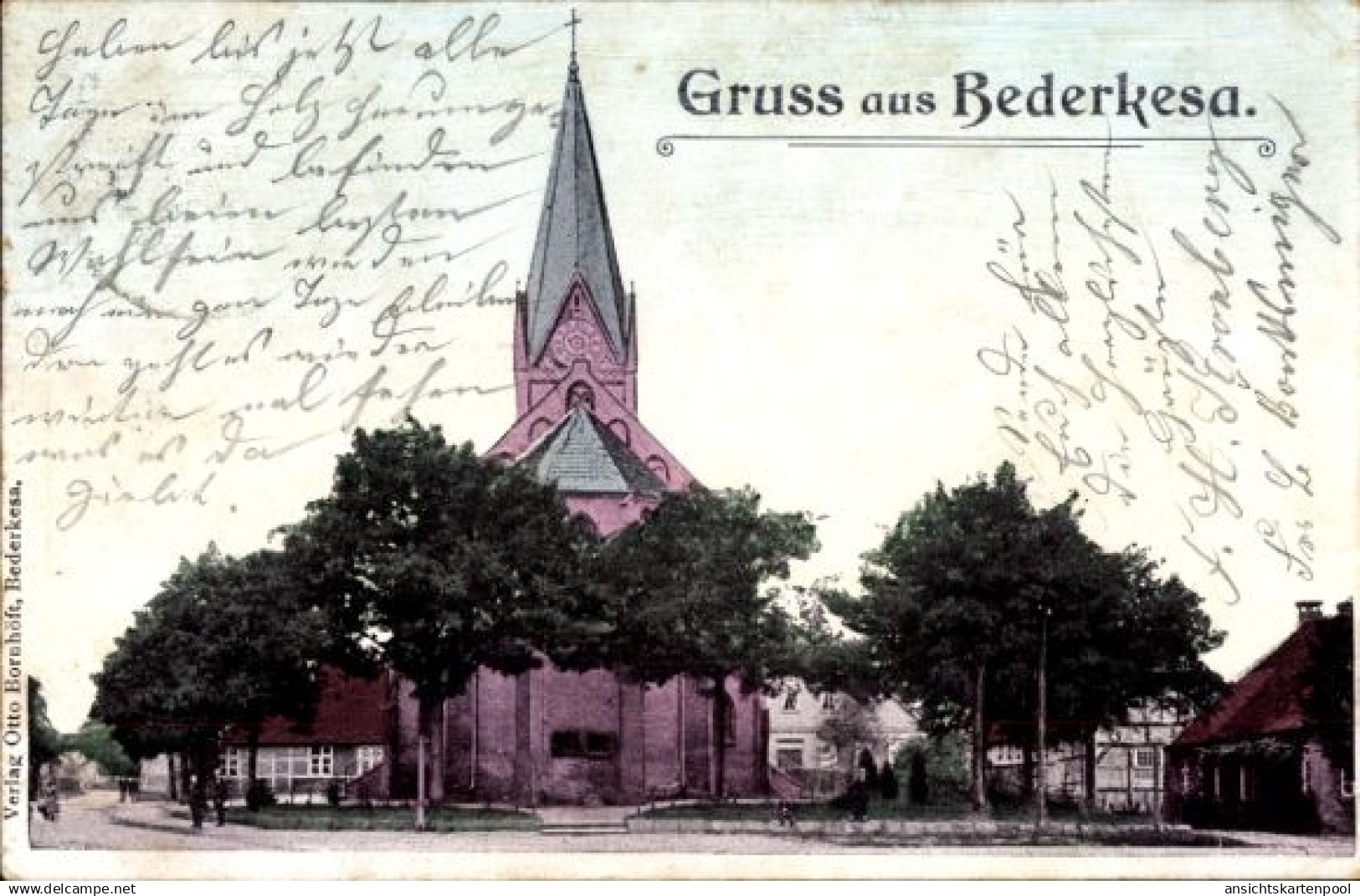 CPA Bad Bederkesa Geestland Niedersachsen, Kirche in Gruss aus Verlag Otto Bornhöft