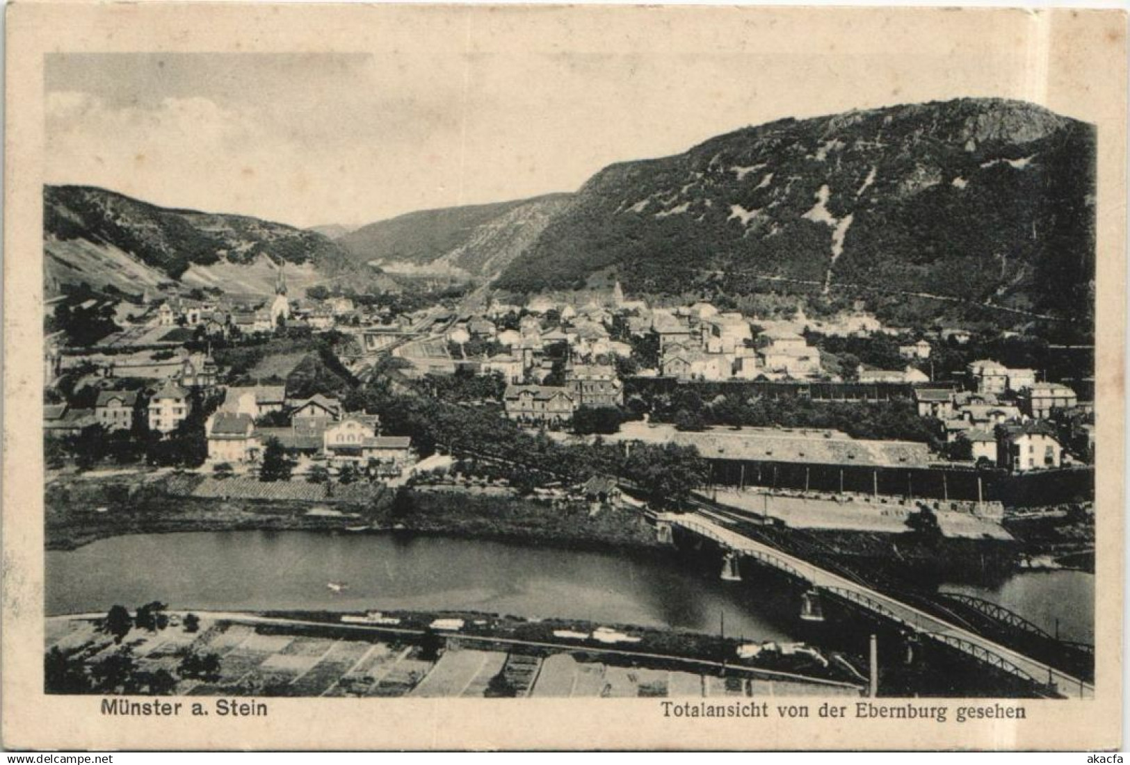 CPA BAD MUNSTER am STEIN Totalansicht von der Ebernburg GERMANY (1162612)