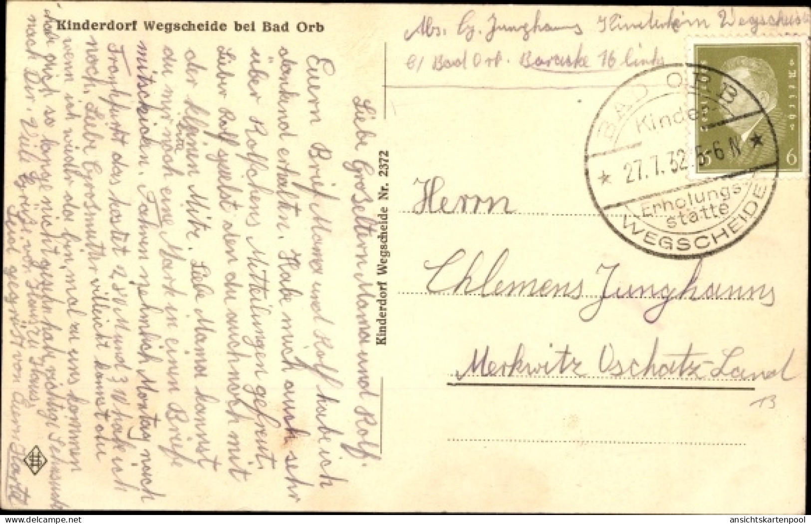 CPA Bad Orb im Main Kinzig Kreis Hessen, Durchblick zum Kinderdorf Wegscheide