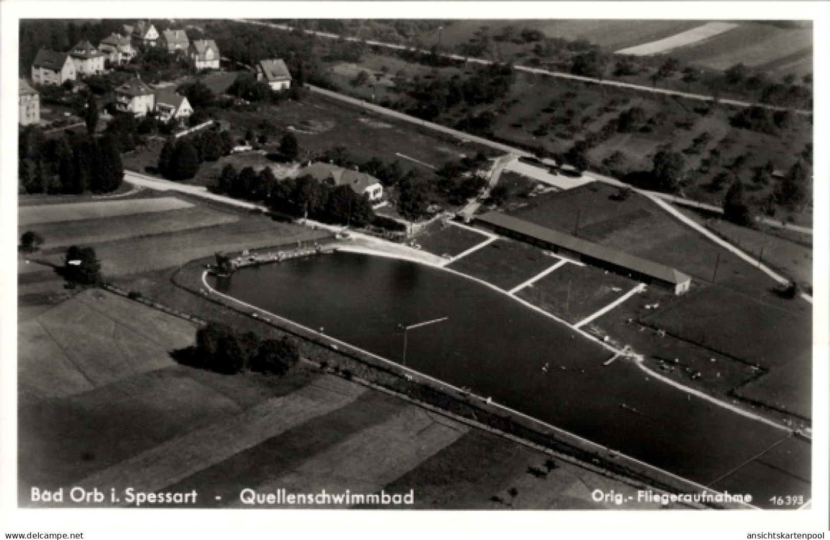 CPA Bad Orb im Main Kinzig Kreis Hessen, Fliegeraufnahme vom Quellenschwimmbad