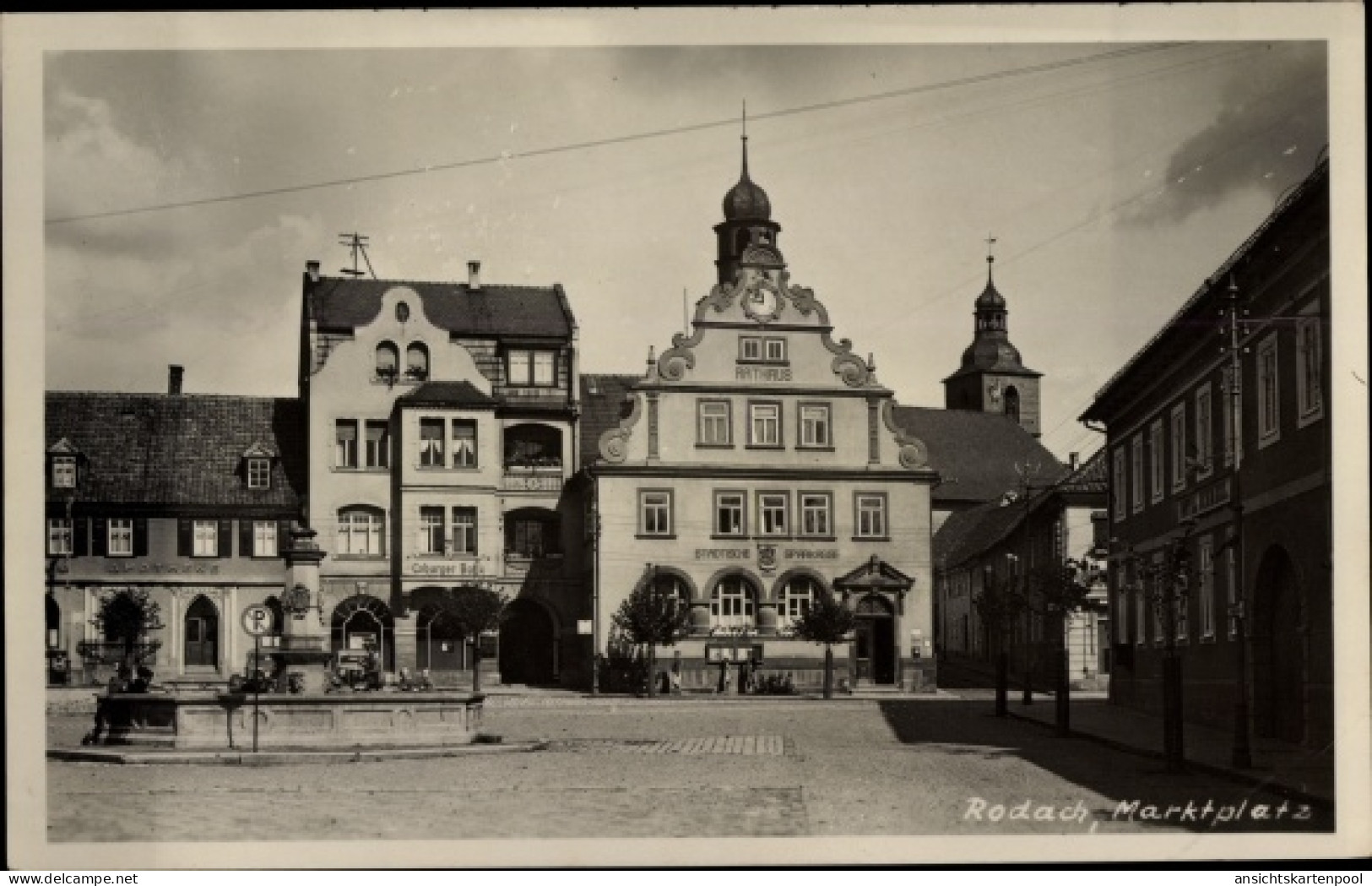 CPA Bad Rodach Oberfranken Bayern, Marktplatz, Rathaus