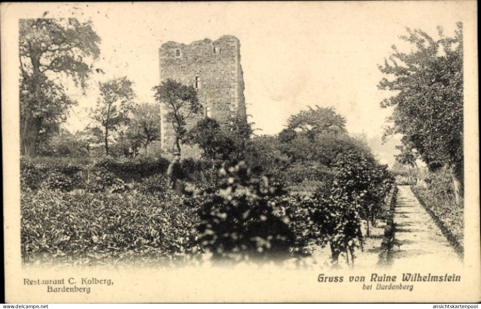 CPA Bardenberg Würselen in Nordrhein Westfalen, Ruine Wilhelmstein, Restaurant C. Kolberg, Bardenb