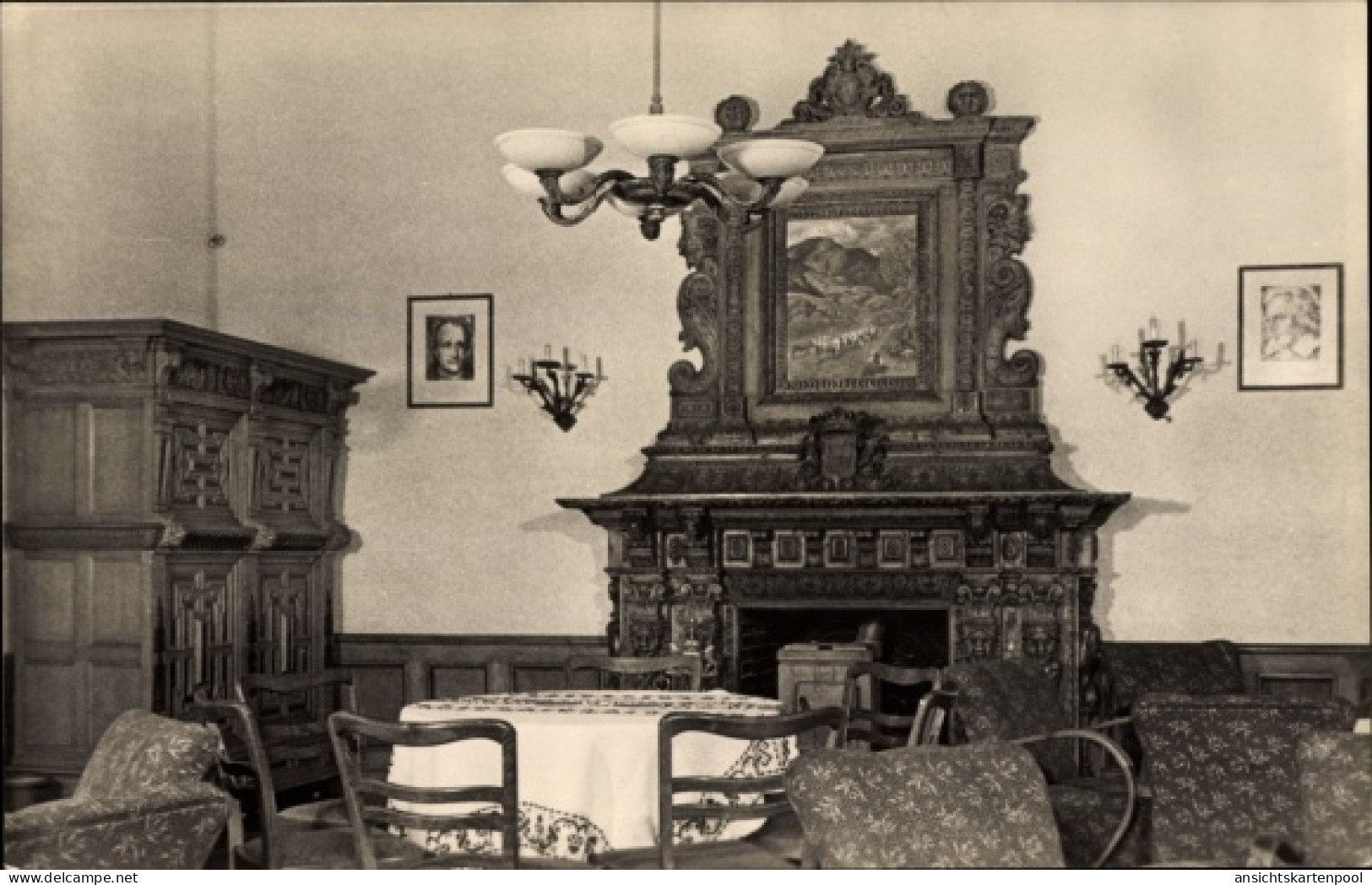 CPA Bärenklau Schenkendöbern Niederlausitz, FDGB Genesungsheim Georgij Dimitroff, Innenansicht