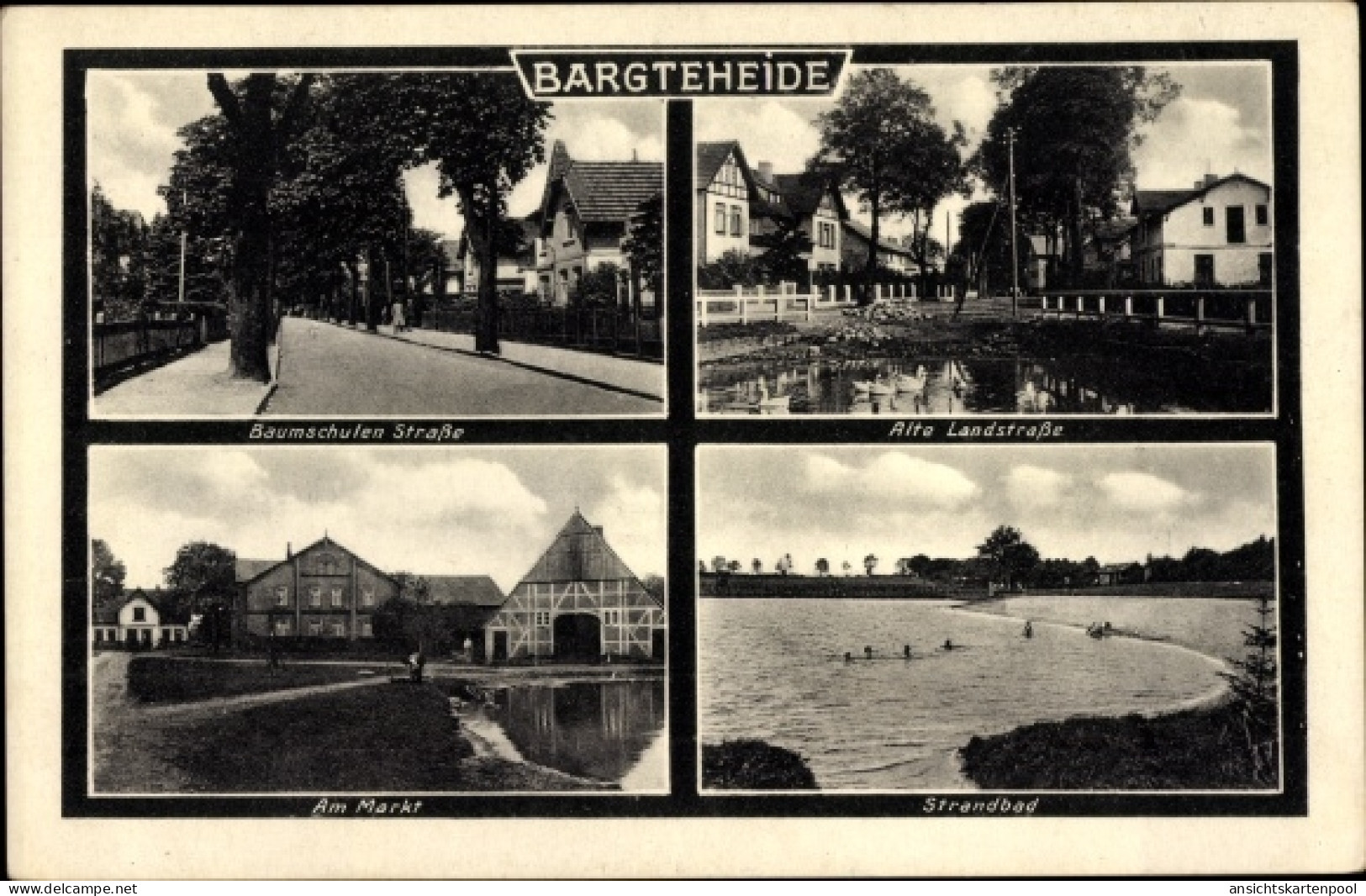 CPA Bargteheide in Holstein, Markt, Strandbad, Baumschulen-Straße, Alte Landstraße
