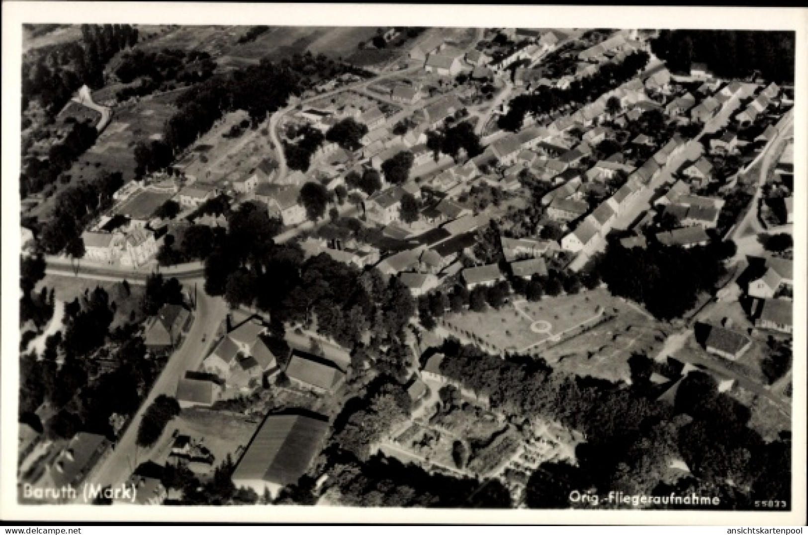 CPA Baruth in der Mark, Luftaufnahme von Baruth, Häuser, Bäume, Straßen