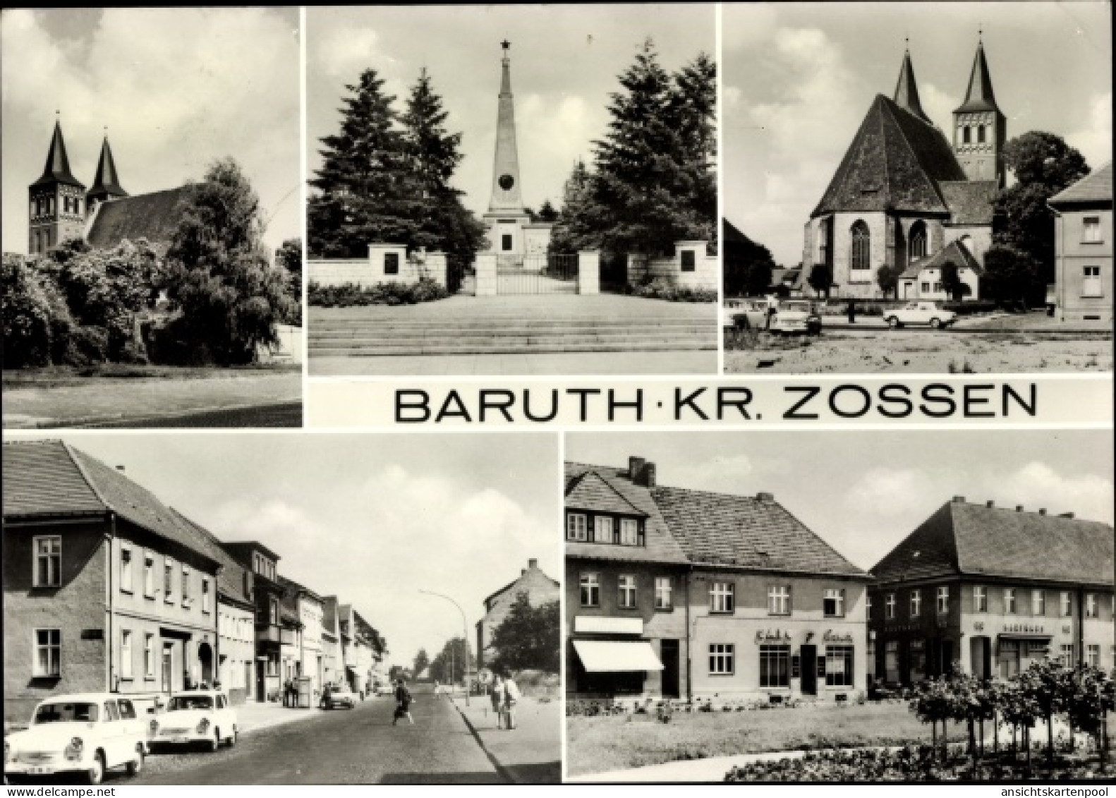 CPA Baruth in der Mark, Ortsansichten, Kirchen, Straßenpartieen